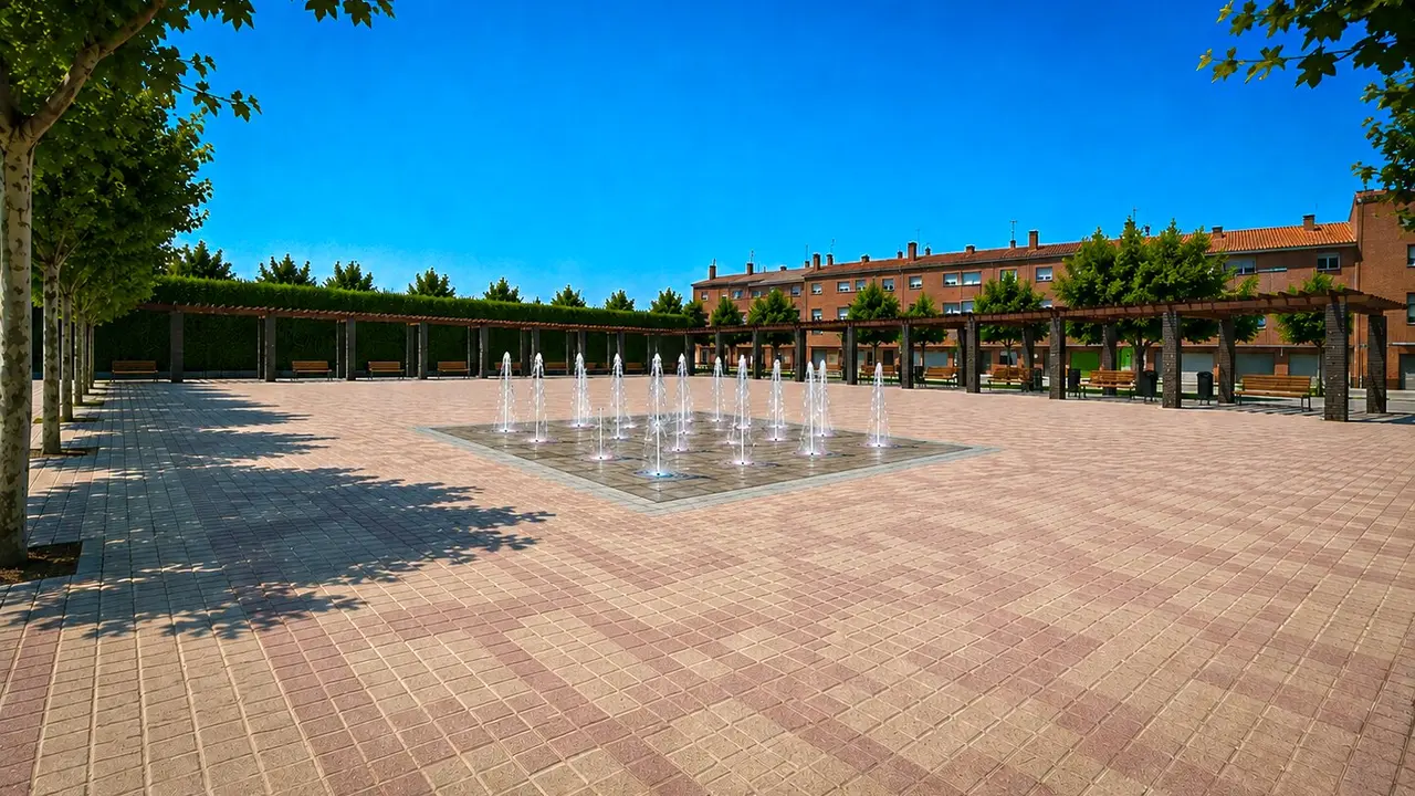 Recreaci&oacute;n mediante inteligencia artificial de la nueva Plaza de Castilla y Le&oacute;n de Carbajosa | CN
